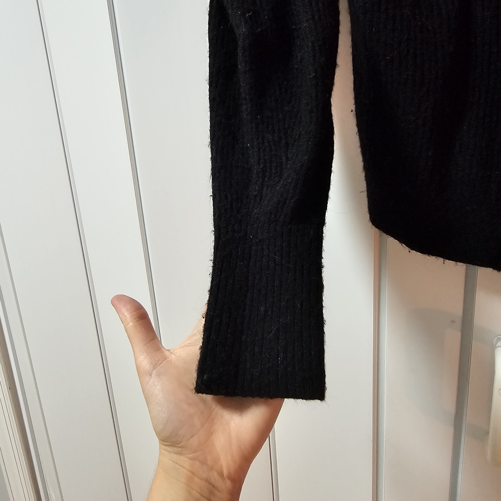 Quince Black Alpaca Bell Sleeve Cardigan Sweater Button - Picture 9 of 9